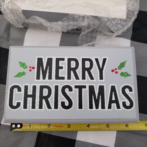 2pc Merry Christmas shelf Sign Plaque Room Decoration Home Decor Gift Topper - Picture 3 of 6